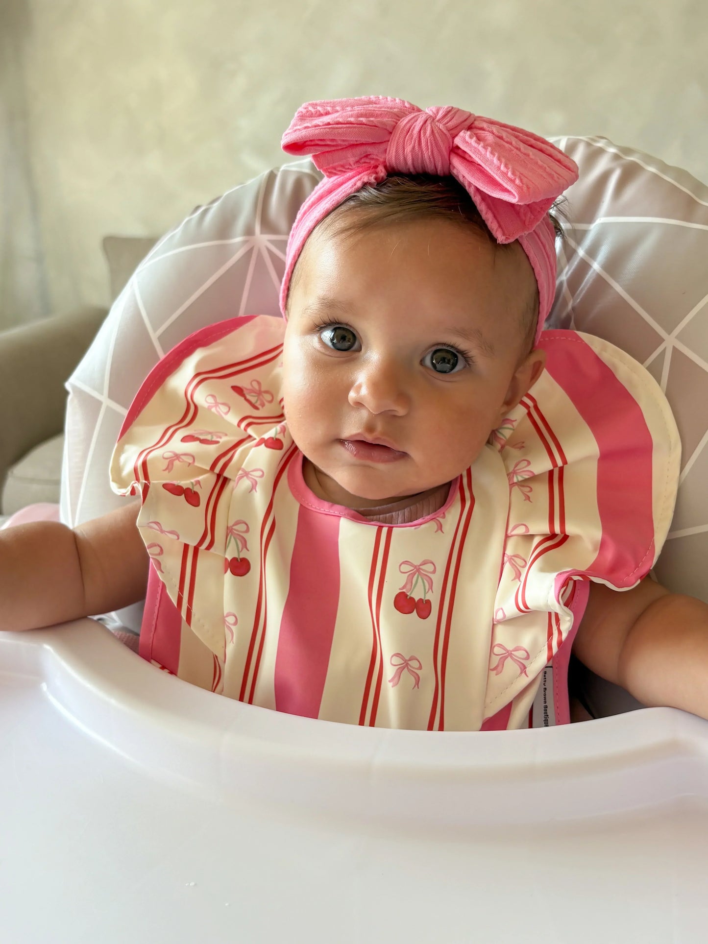 Bright Pink Larger Bow Cable Knit Headband
