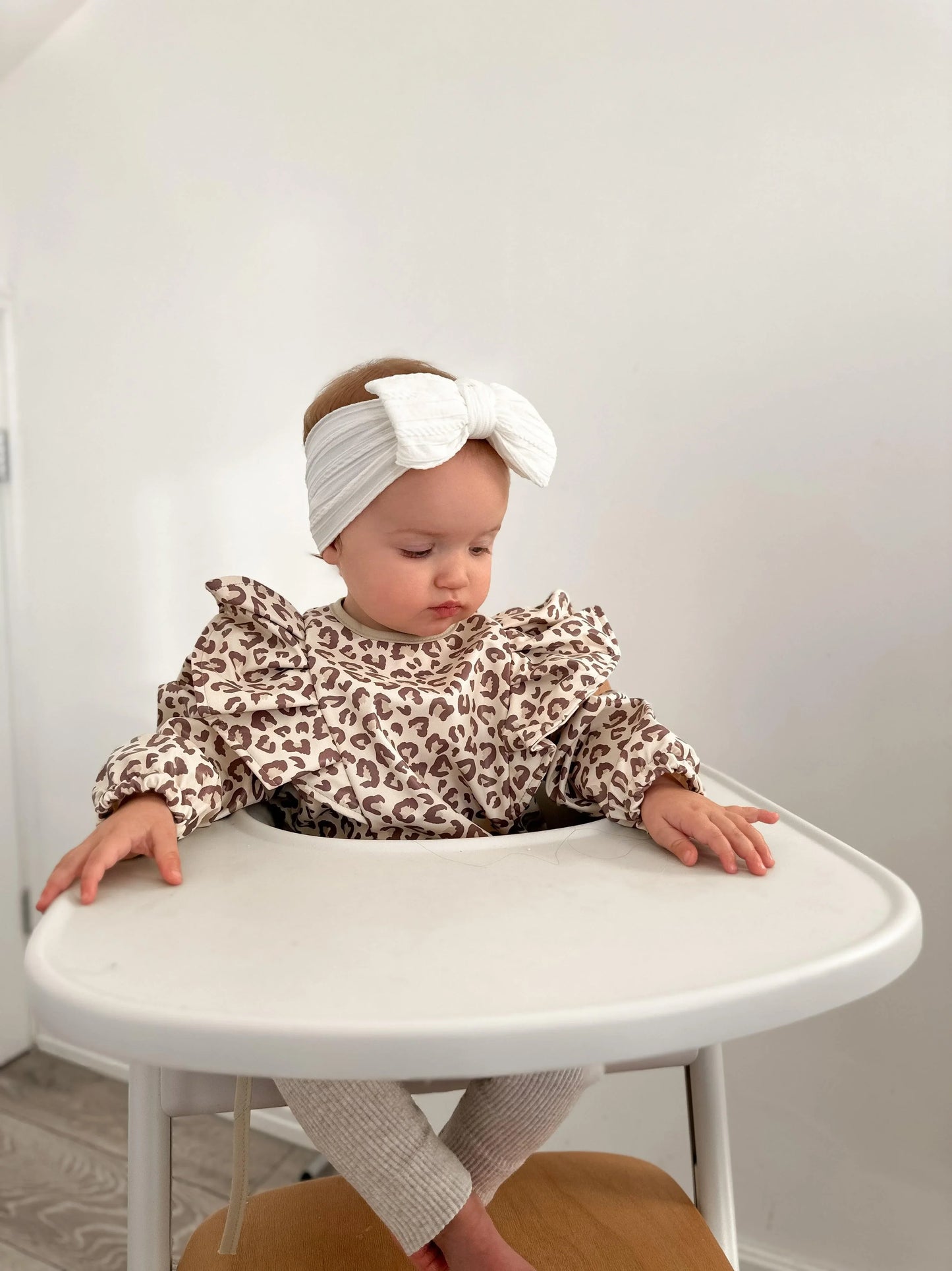 Leopard Print Frill Detailed Waterproof Bib with Sleeves - Betty Brown Boutique Ltd