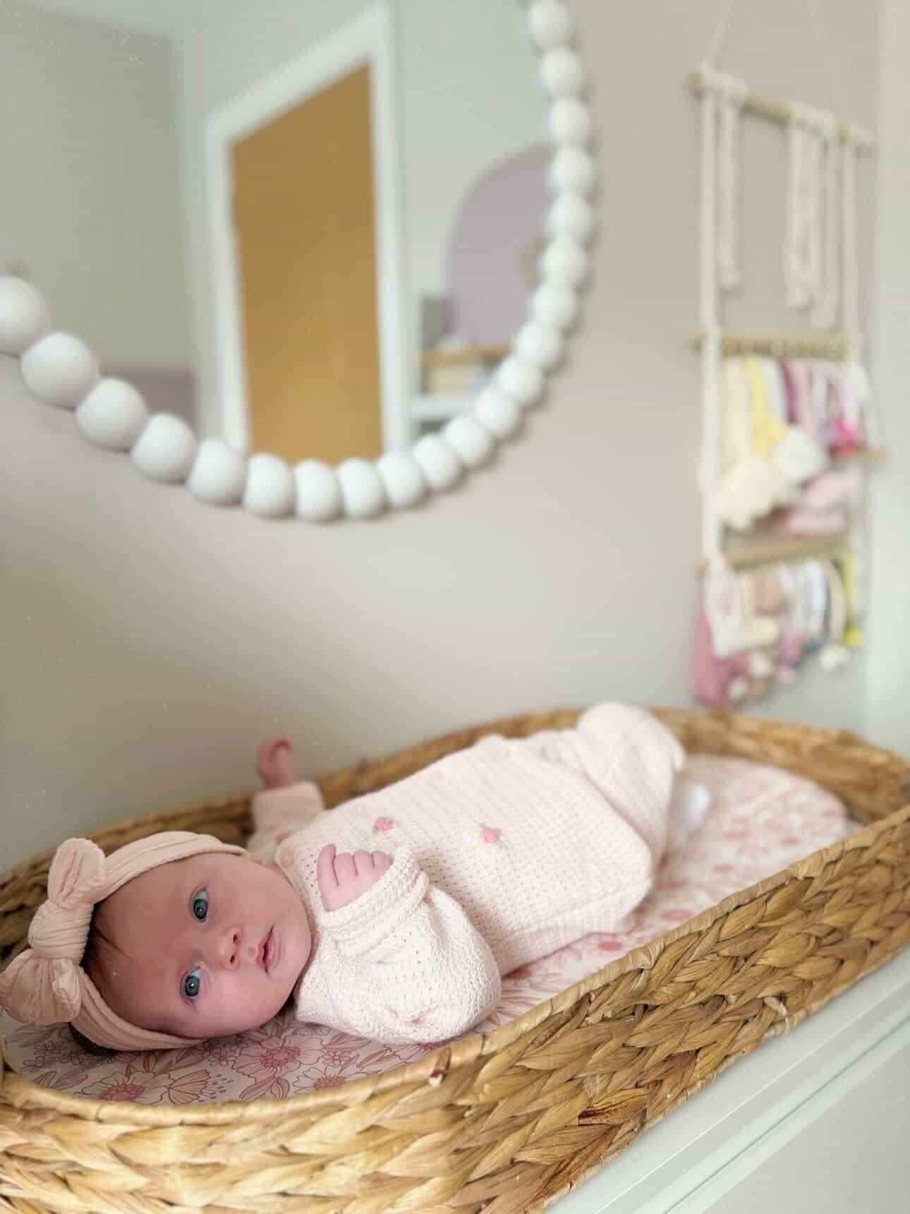 Rosewater Pink Smaller Bow Headband For Babies - Image 7