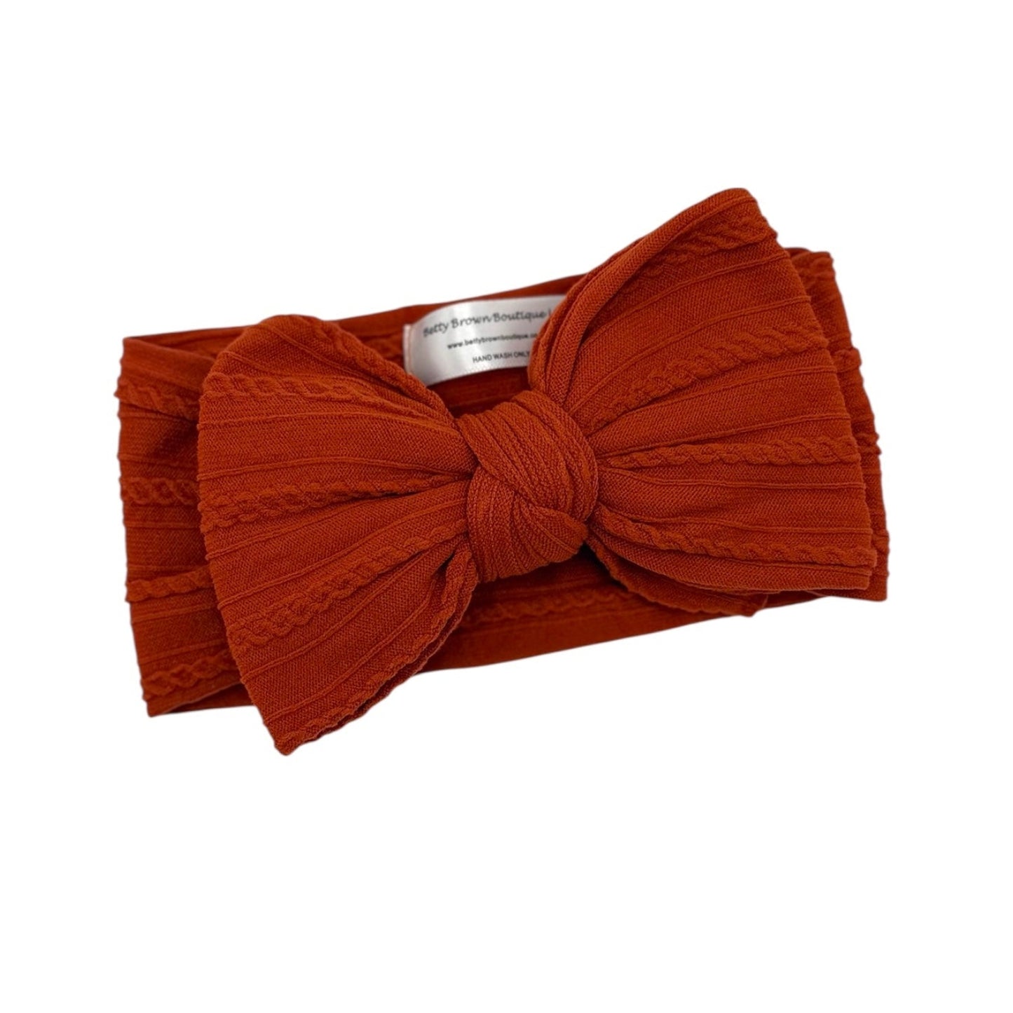 Rust Orange Larger Bow Headband For Girls From Newborn - Image 1