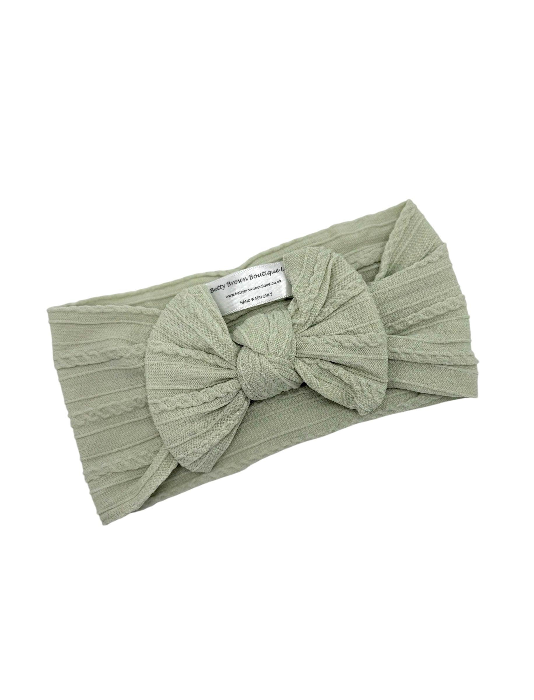 Sage Green Smaller Bow Headband Suitable For Baby Girls - Image 4