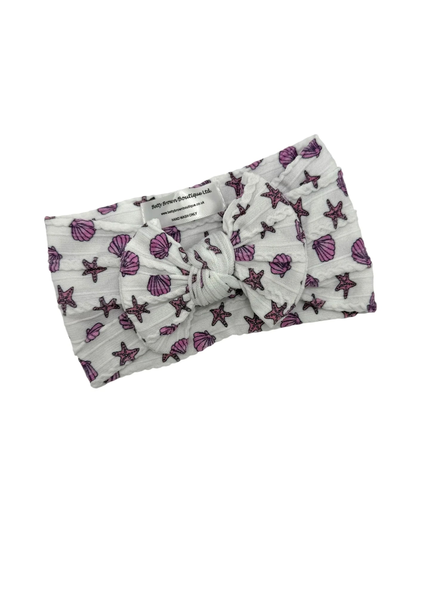 Sea Shells Smaller Bow Cable Knit Headband For Babies - Image 3