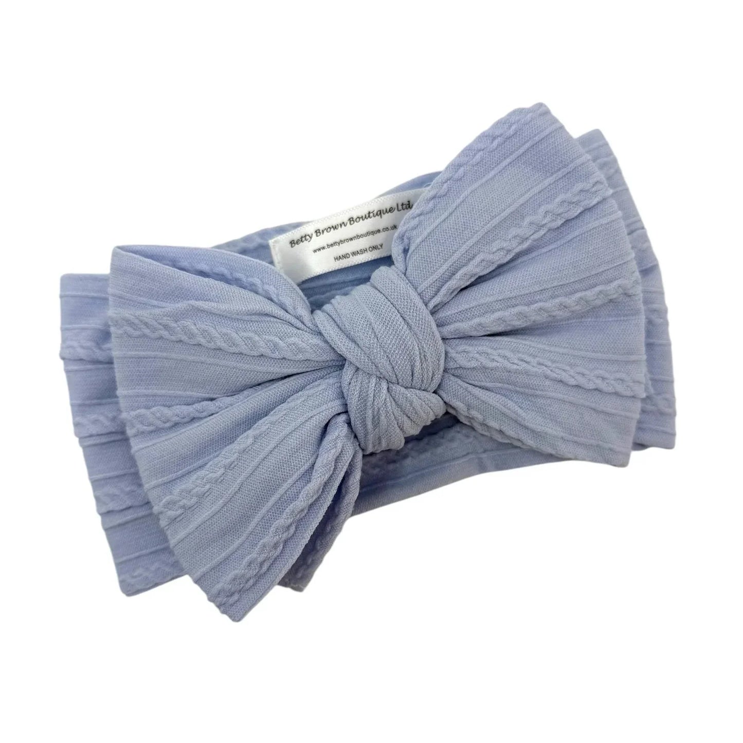 Sky Blue Larger Bow Headband For Babies From Newborn - Image 2