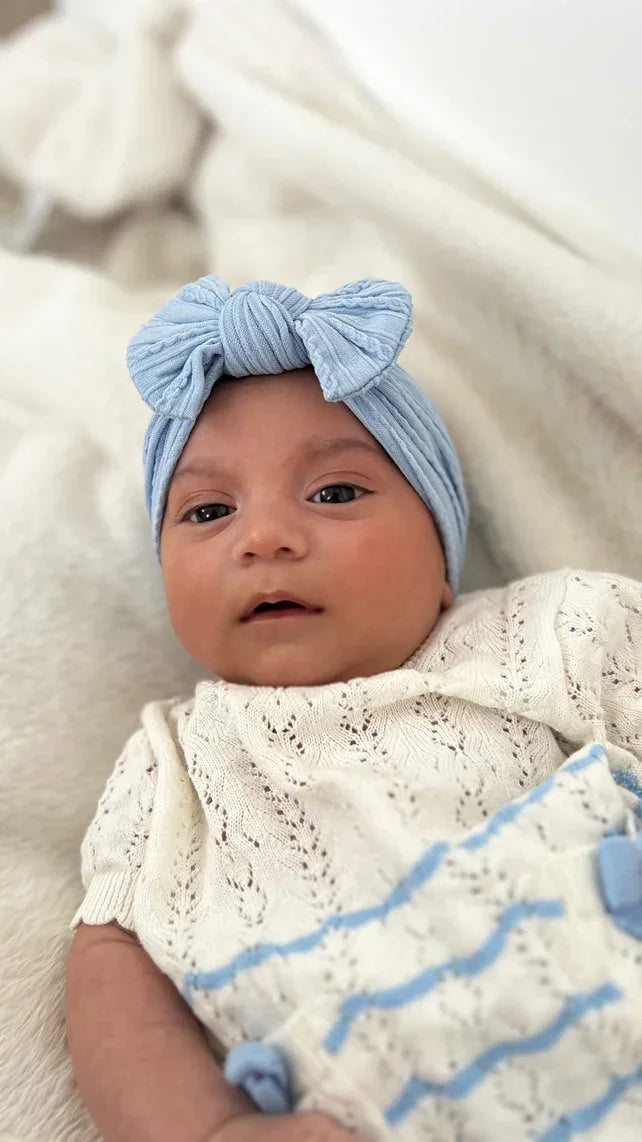 Sky Blue Smaller Bow Headband Perfect For Baby Girls - Image 6