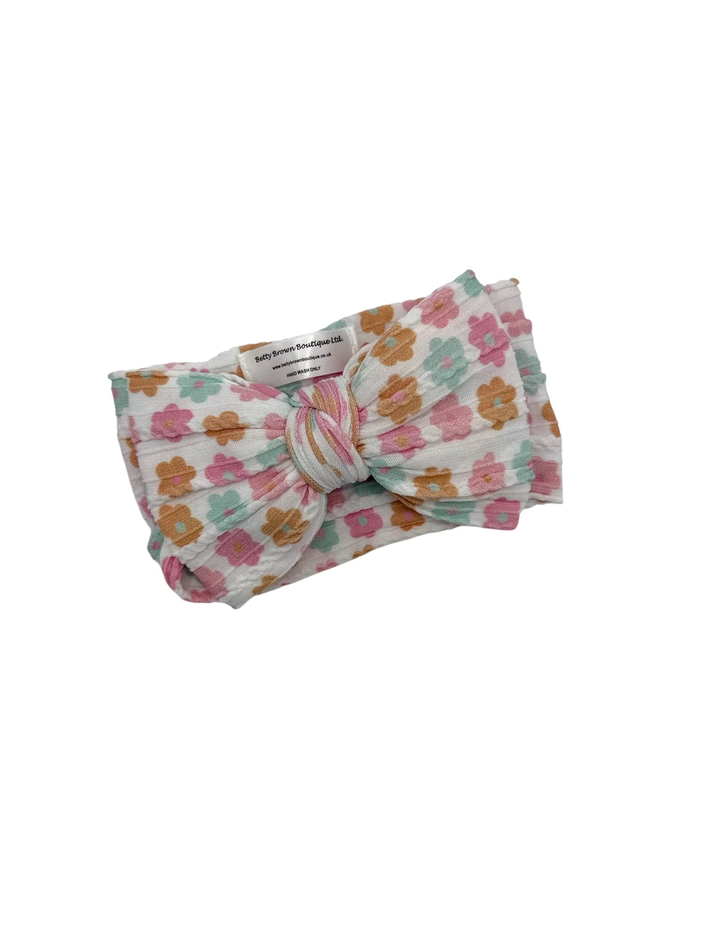 Summer Flowers Larger Bow Headband For Newborn Babies to Age 3 - Image 1