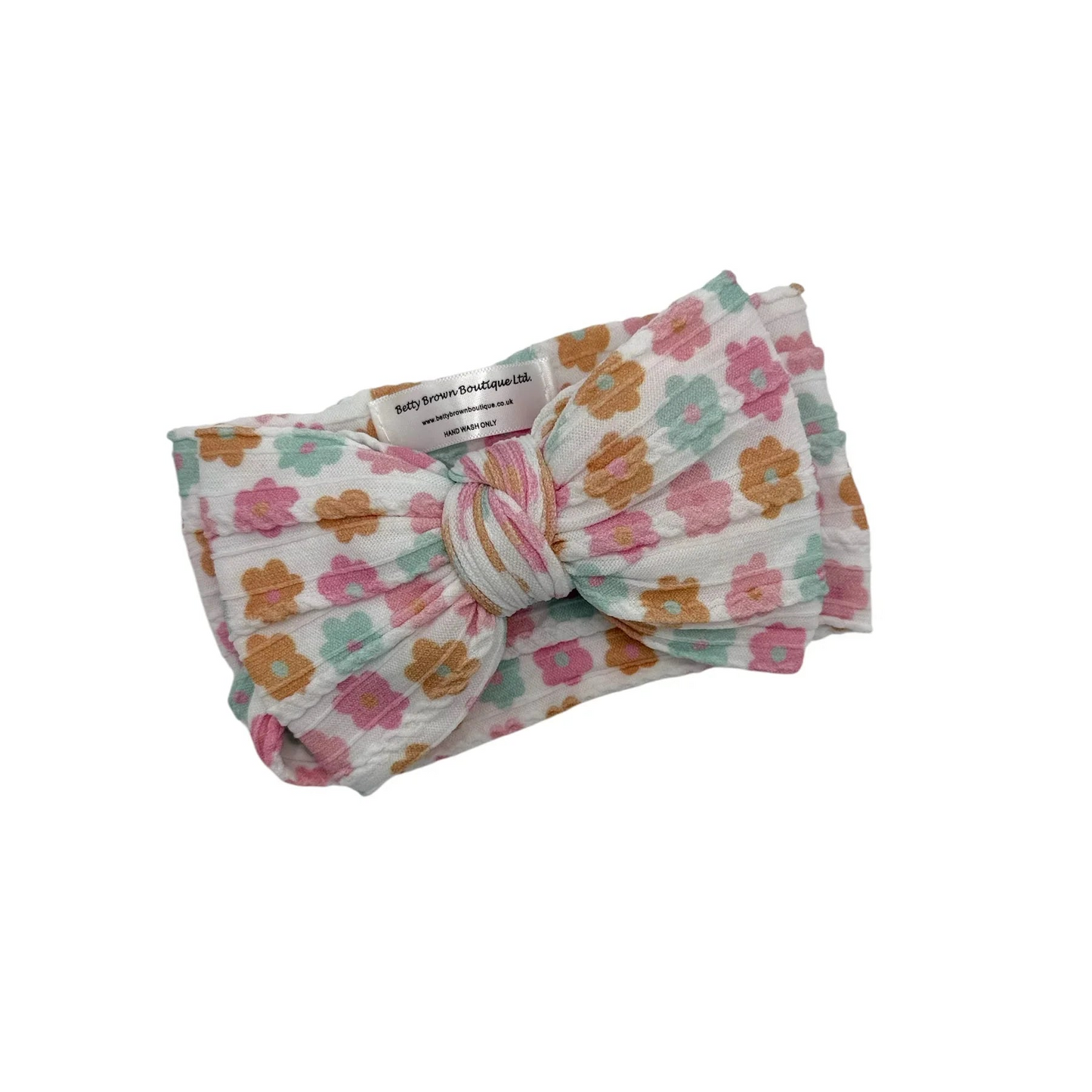 Summer Flowers Pattern Larger Bow Cable Knit Headband