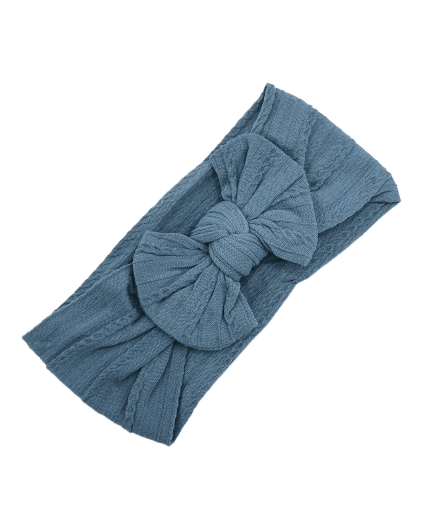 Teal Bow Cable Knit Headband For 8 Year Olds up to Adults - Image 1