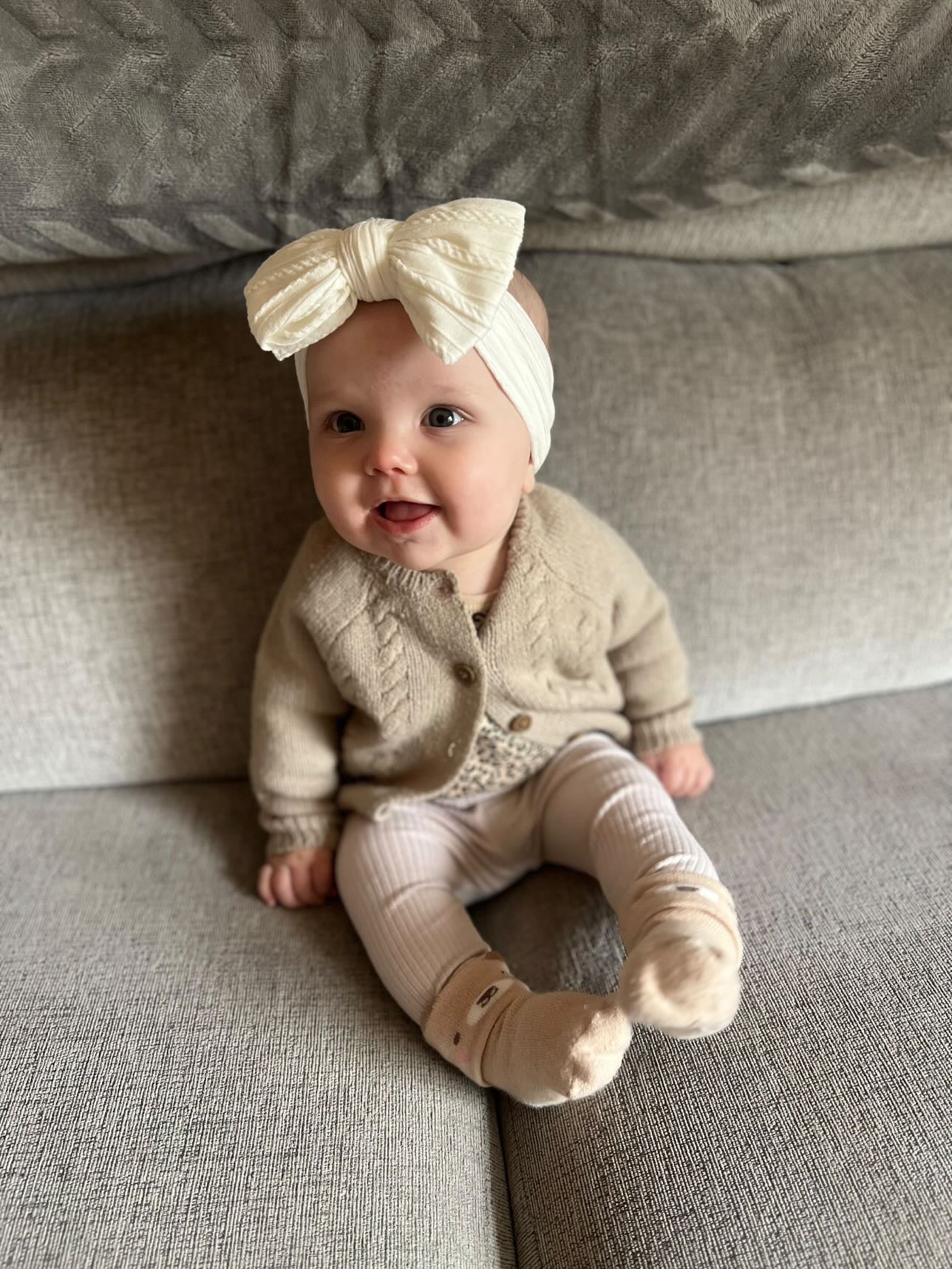 True Ivory Larger Bow Headband For Girls From Newborns to Age 3 - Image 2