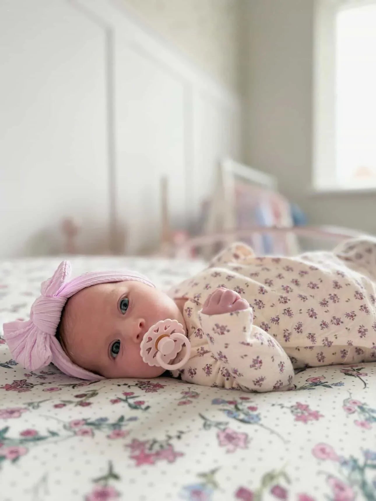 Violet Smaller Bow Headband For Girls From Newborns to Age 3 - Image 4