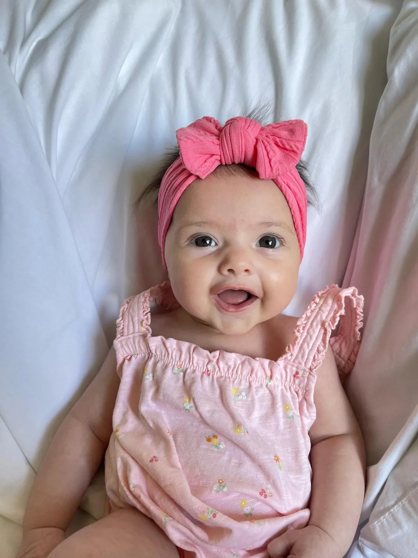 Watermelon Smaller Bow Headband Designed For Newborns to Age 3 - Image 4