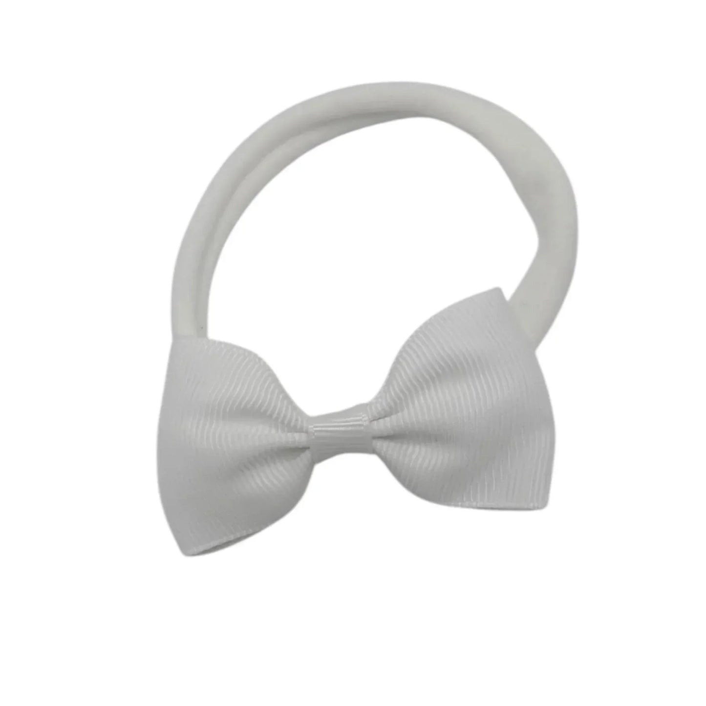 White 2.5 inch Dainty Bow Headband For Babies From Newborn - Image 1
