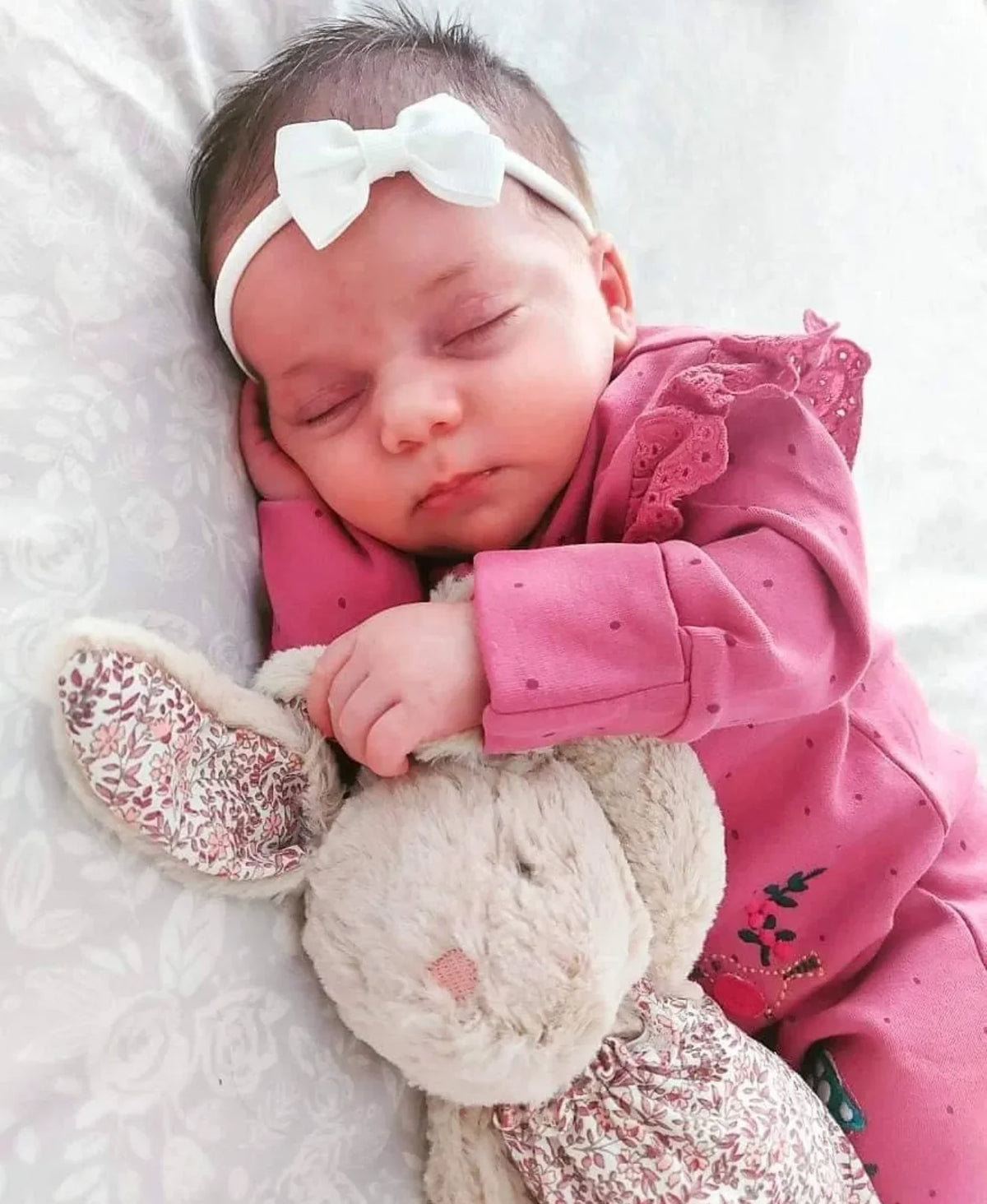 White 2 inch Dainty Double Baby Bow On Headband For Newborns - Image 3