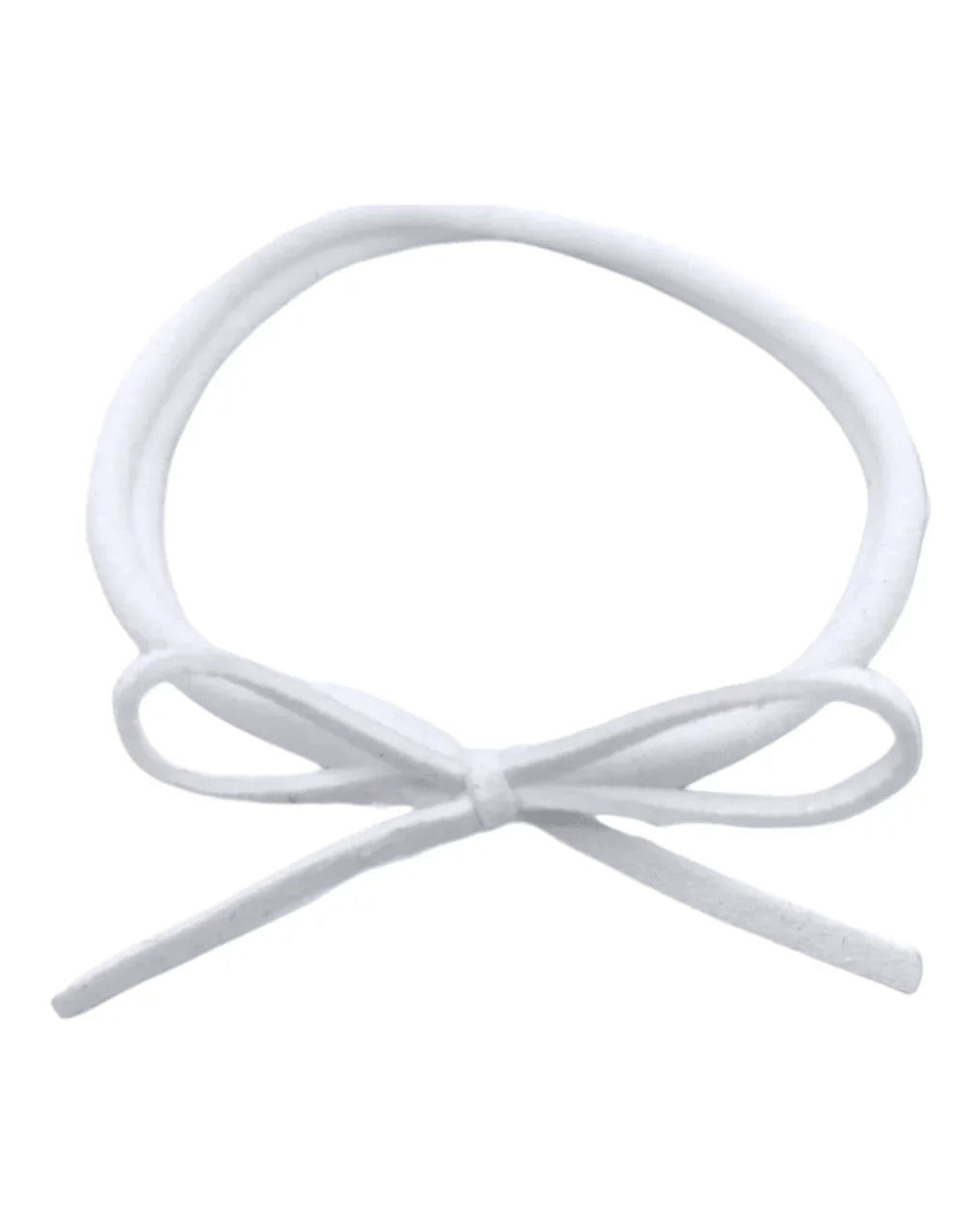 White Mini Cord Dainty Bow On Headband For Baby Girls - Image 1