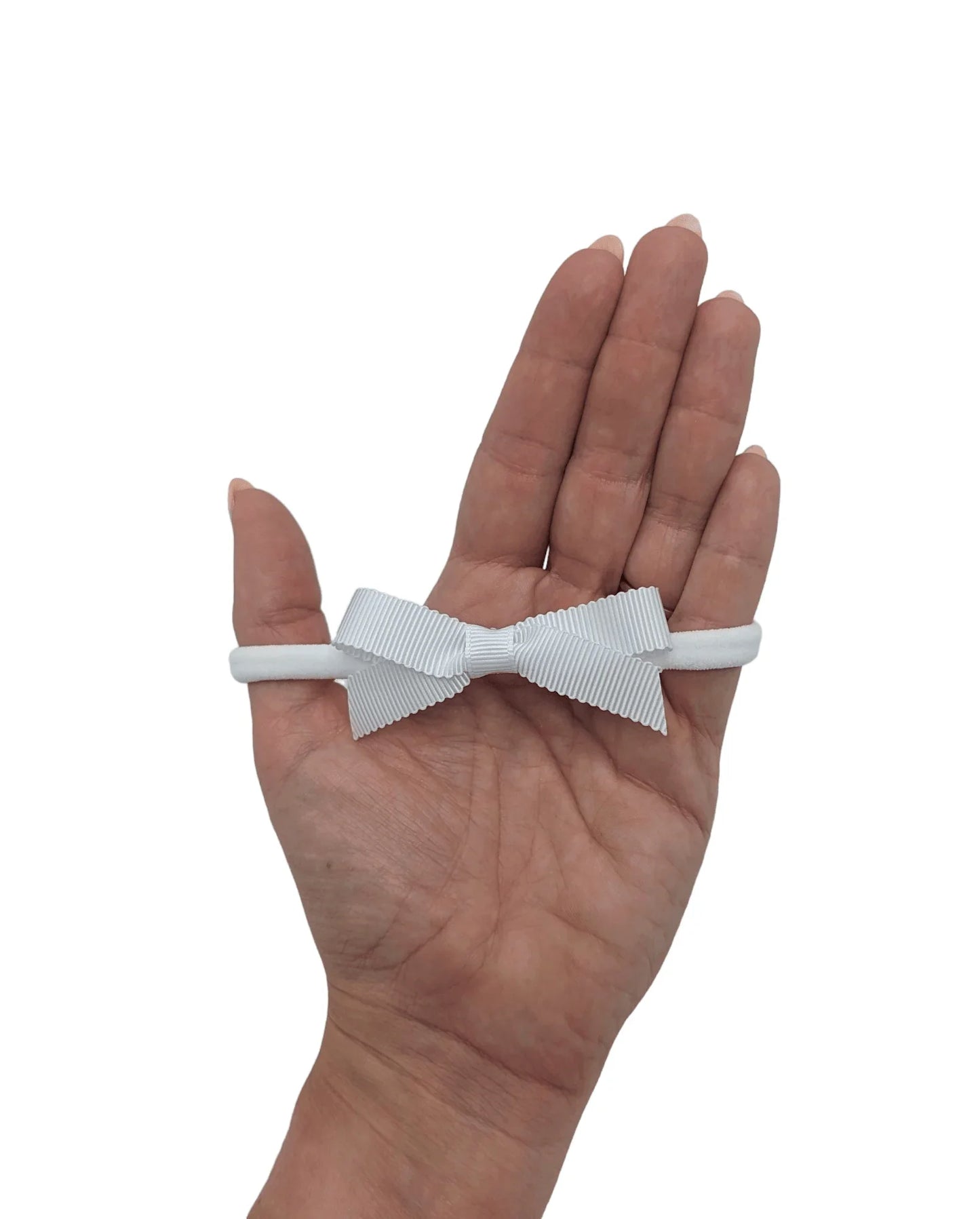 2.5 inch White Dainty Bow On Headband Perfect For Baby Girls - Image 4