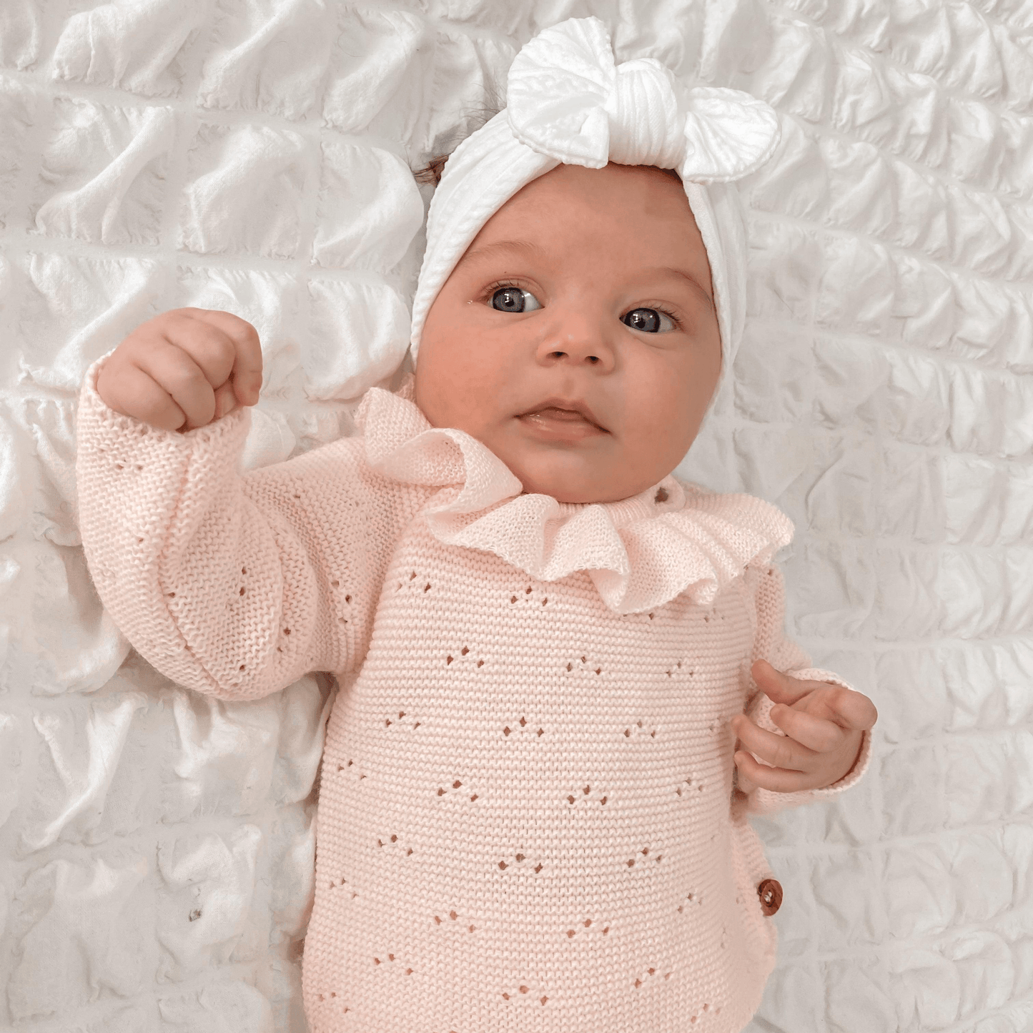 White Smaller Bow Headband Designed For Babies - Image 4