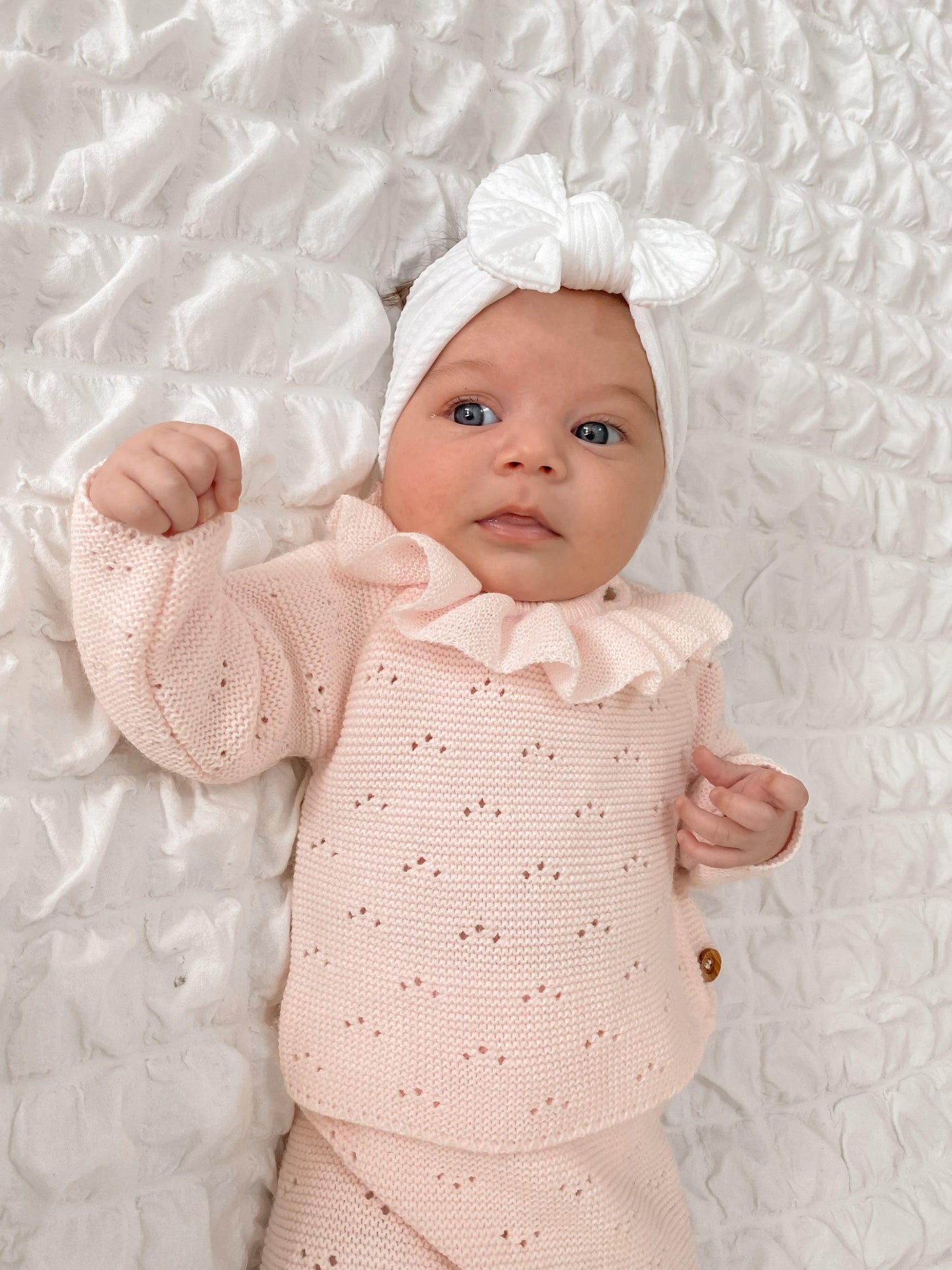 White Smaller Bow Headband Designed For Babies - Image 8