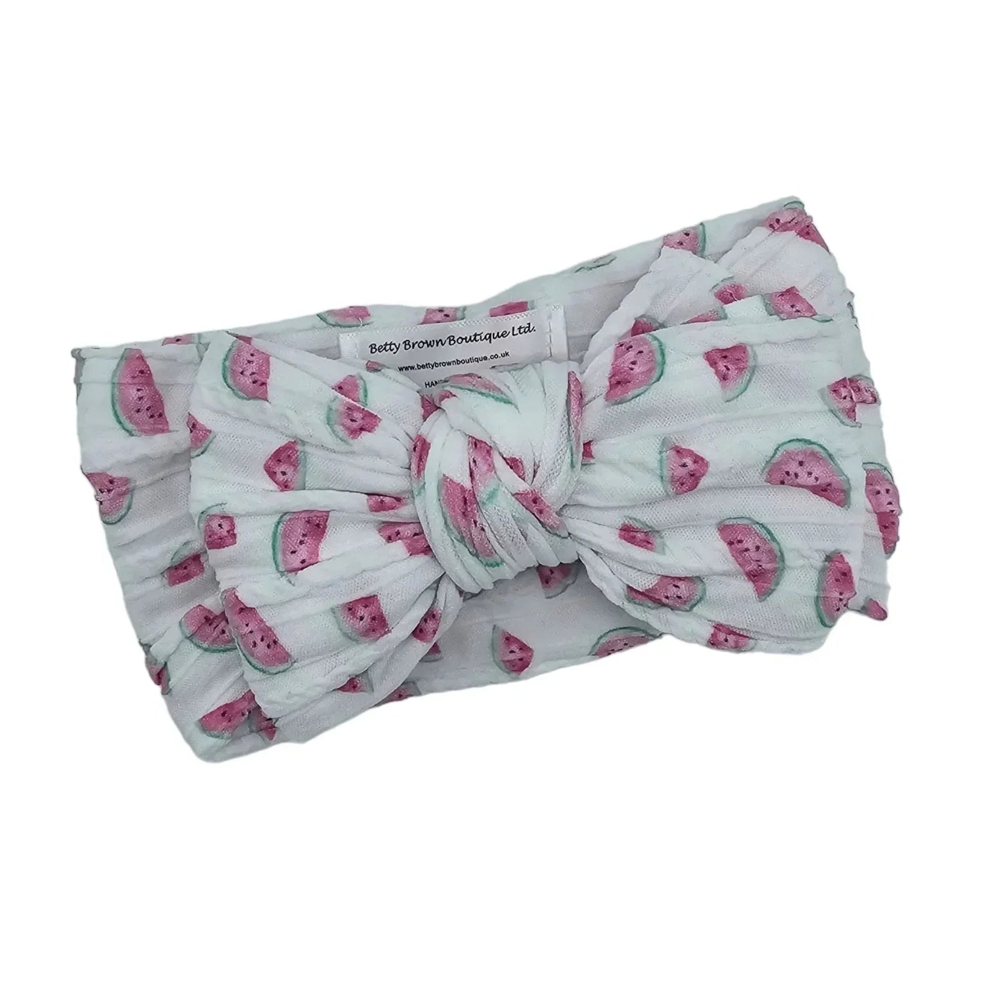 White Watermelon Larger Bow Headband For Newborns to Toddlers - Image 1