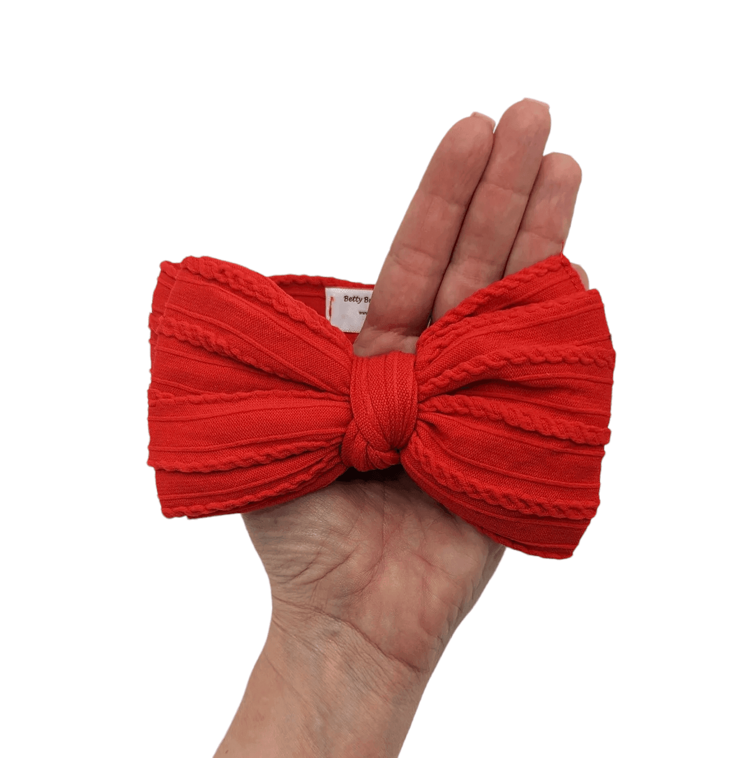 Red Larger Bow Cable Knit Headwrap - Betty Brown Boutique Ltd