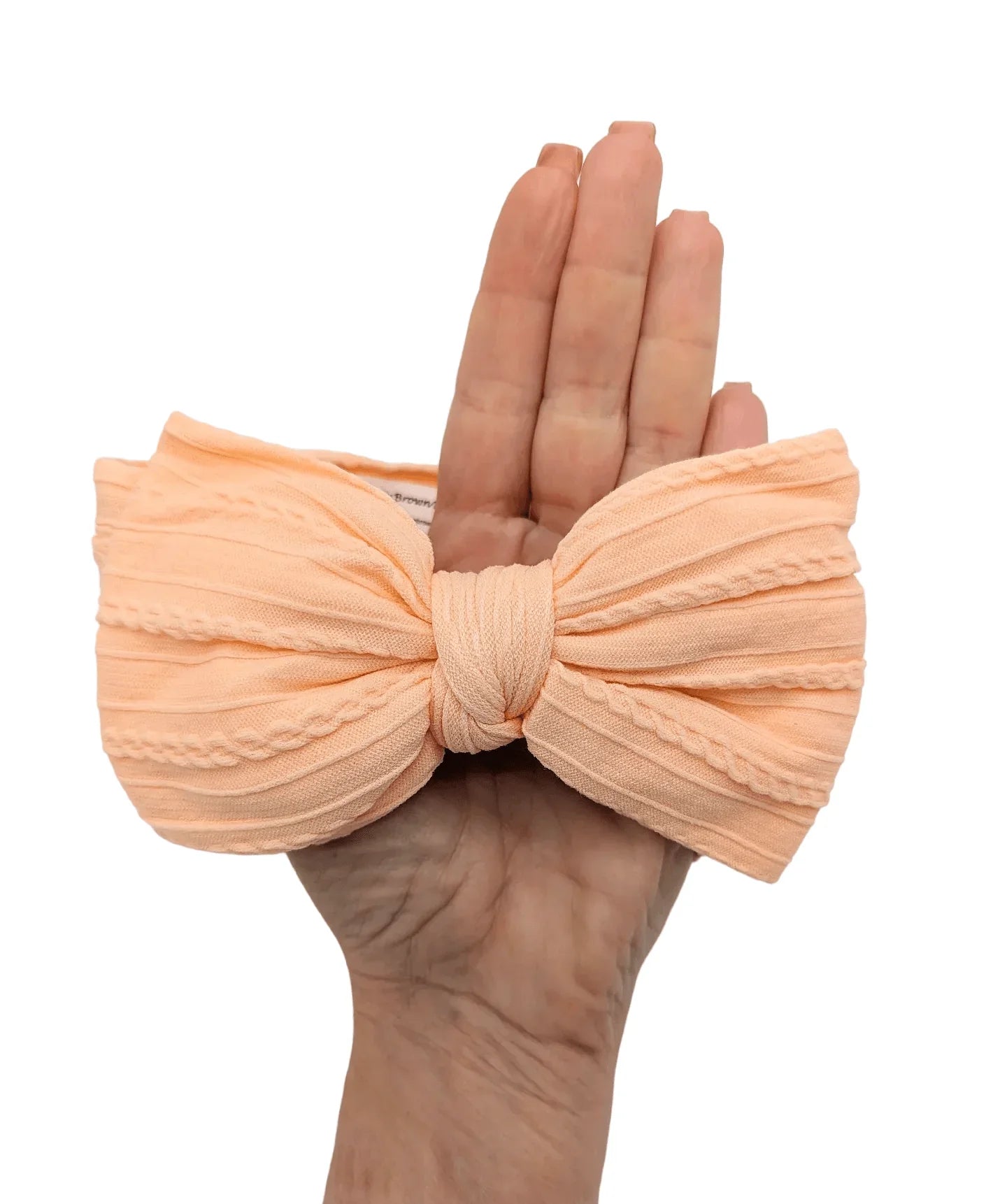 Peach Larger Bow Cable Knit Headwrap - Betty Brown Boutique Ltd