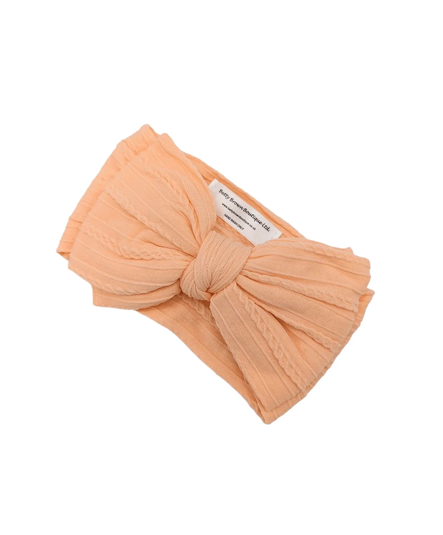 Peach Larger Bow Cable Knit Headwrap - Betty Brown Boutique Ltd