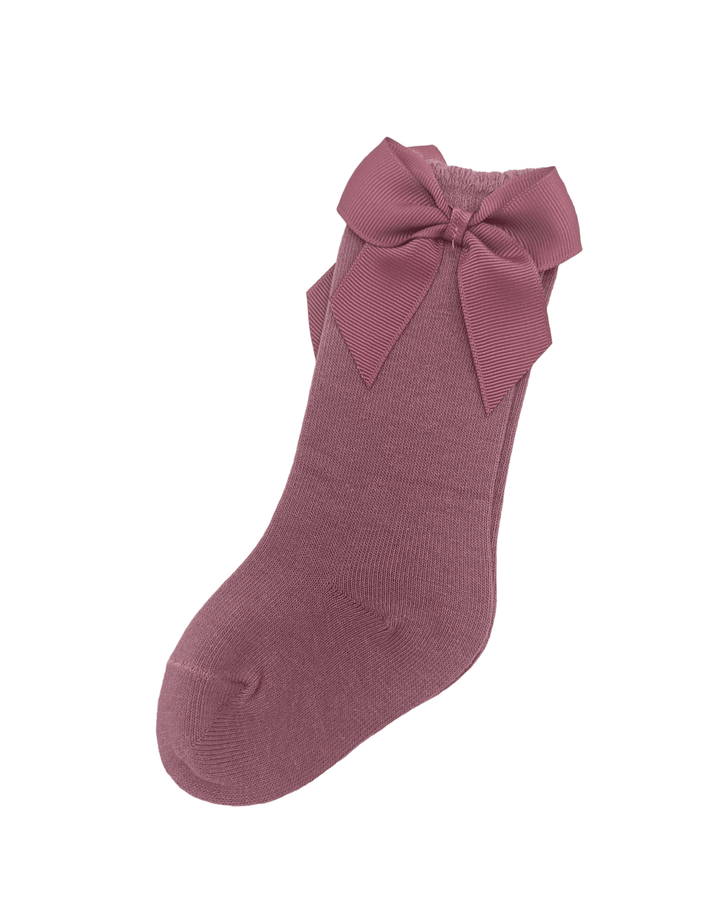 Dark Berry Knee High Socks With 3 Inch Bow - Betty Brown Boutique Ltd