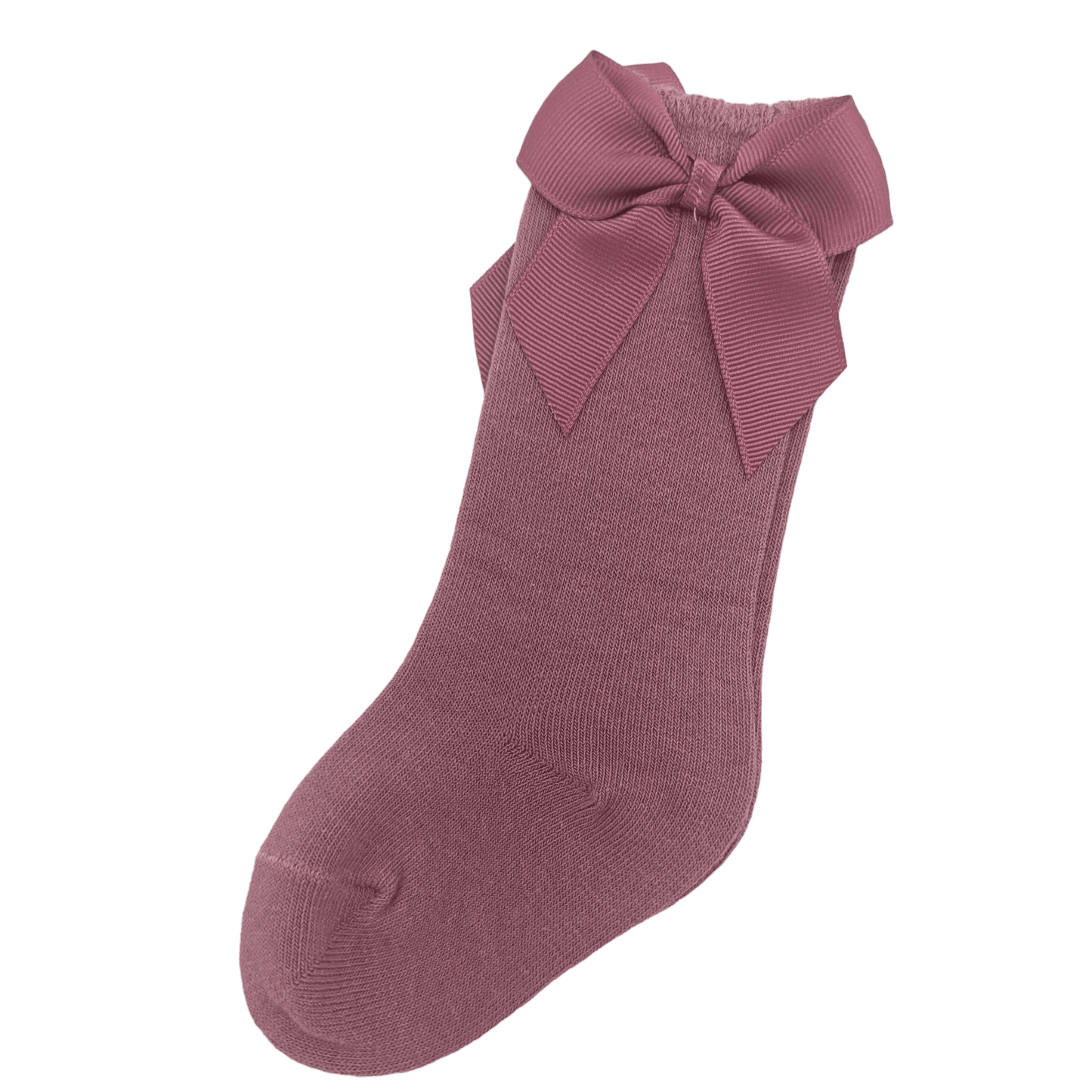 Dark Berry Knee High Socks With 3 Inch Bow - Betty Brown Boutique Ltd