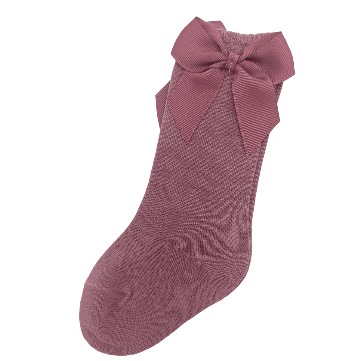 Dark Berry Knee High Socks With 3 Inch Bow - Betty Brown Boutique Ltd