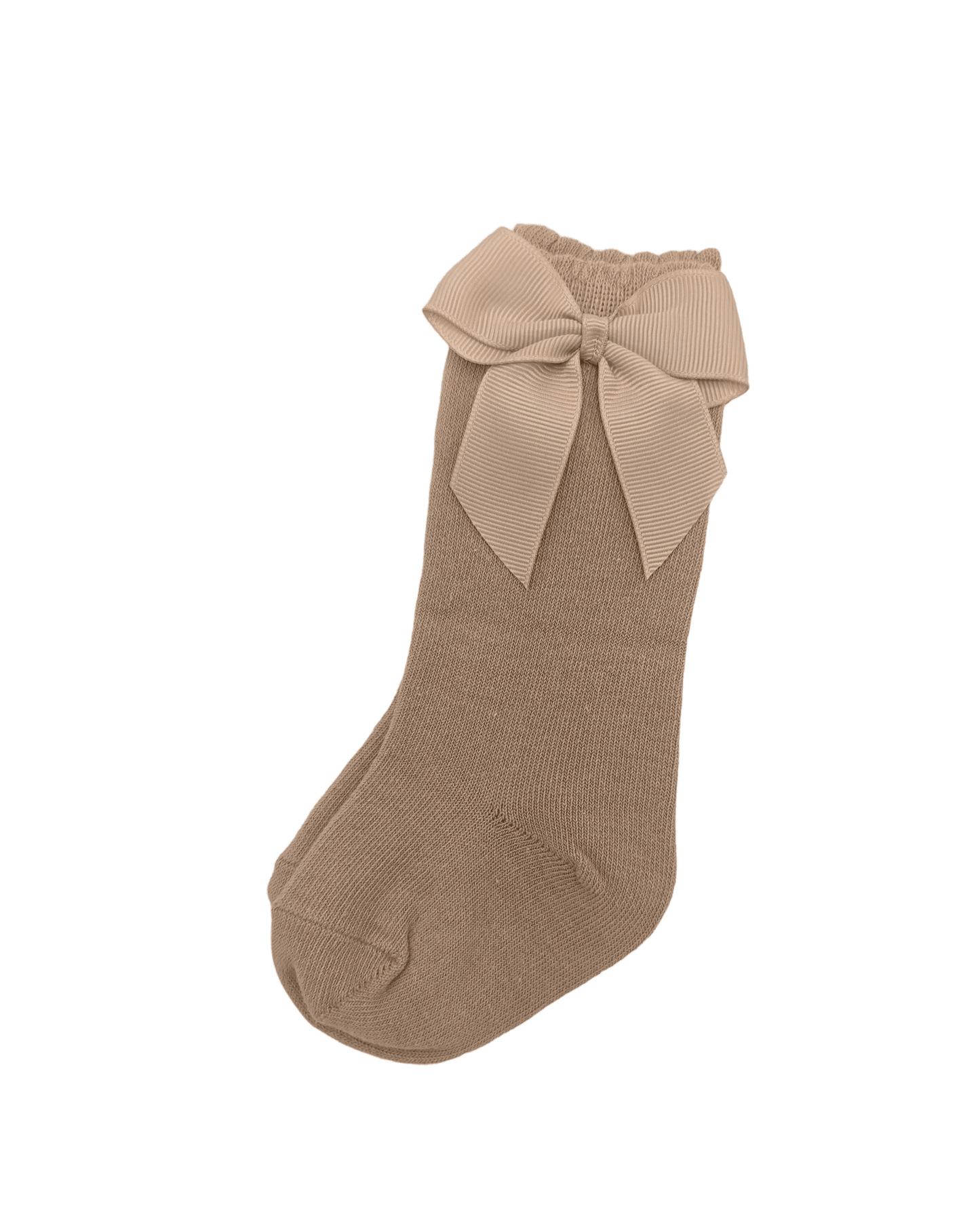 Coffee Knee High Socks With 3 Inch Bow - Betty Brown Boutique Ltd