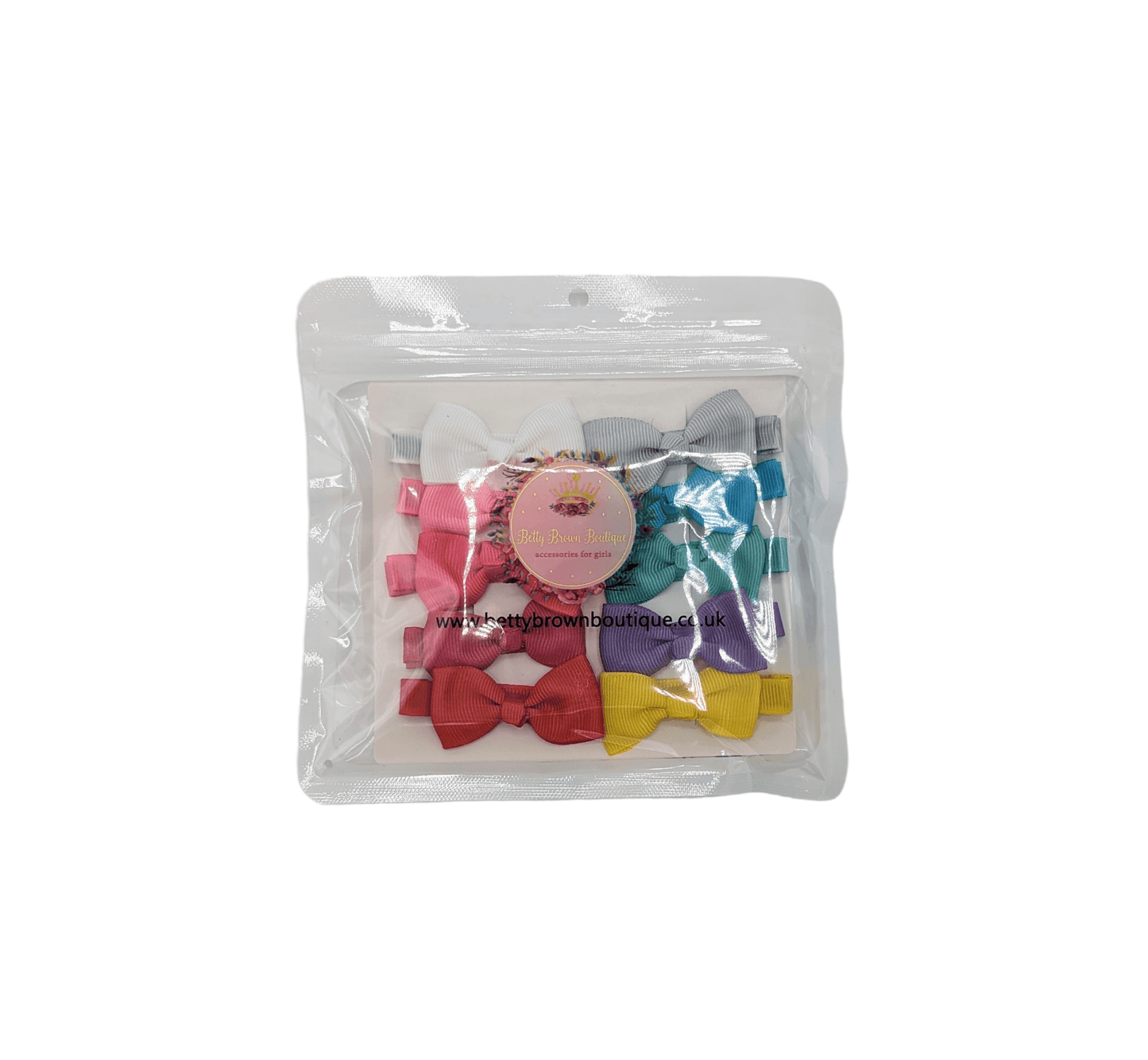 Brights Pack of 10 My First 2 inch Bow Clips - Betty Brown Boutique Ltd