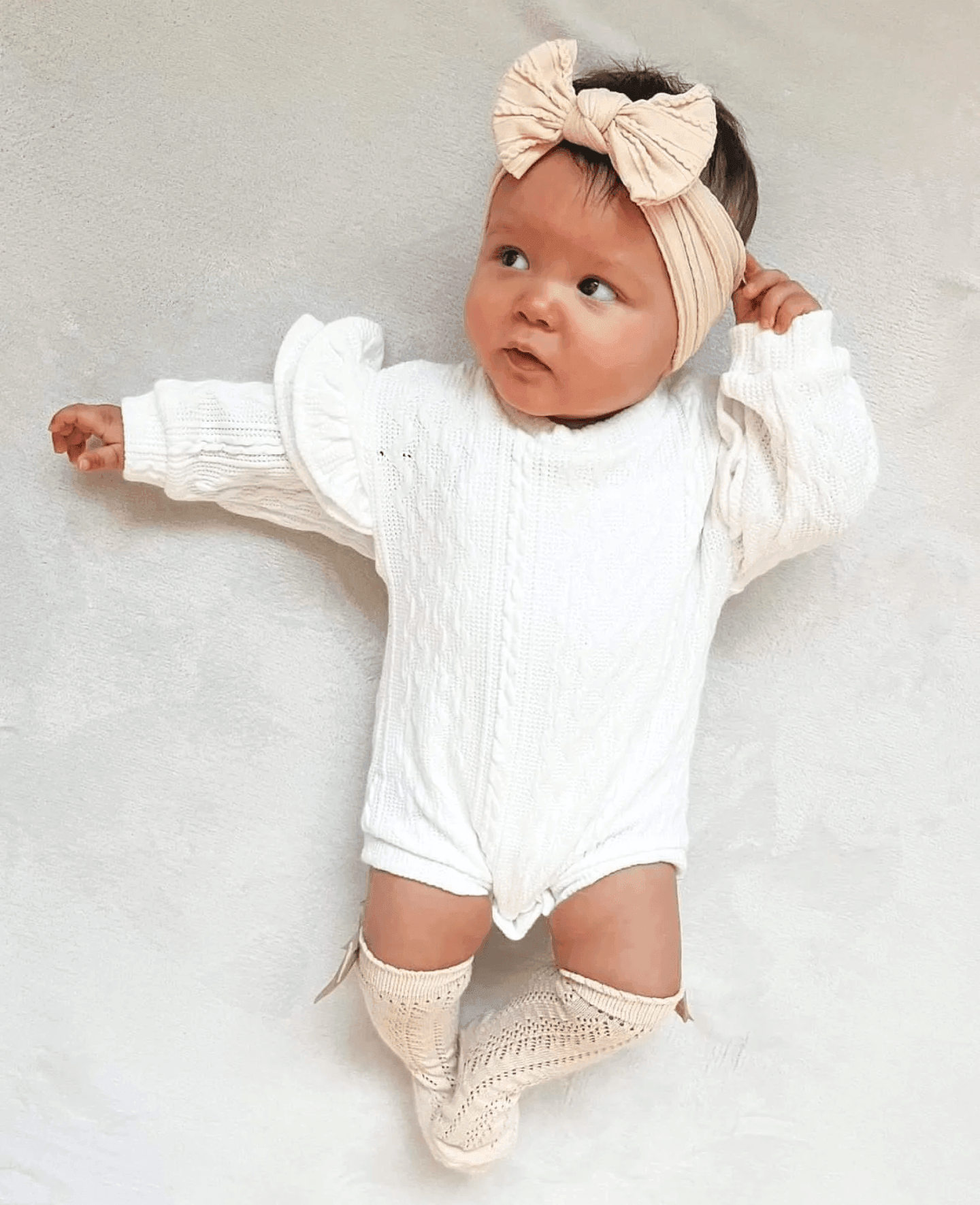 Latte Smaller Bow Cable Knit Headwrap - Betty Brown Boutique Ltd