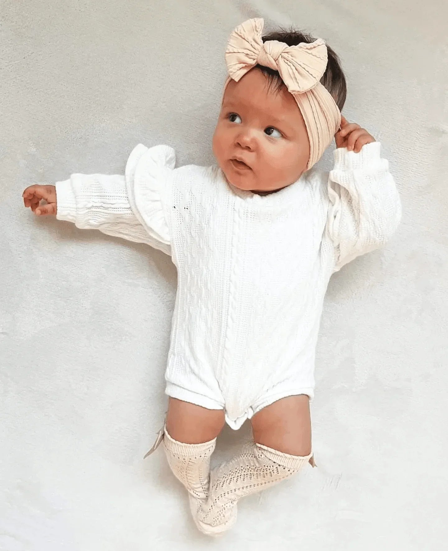 Latte Smaller Bow Headband For Newborn Babies to 3 Years Old - Image 8