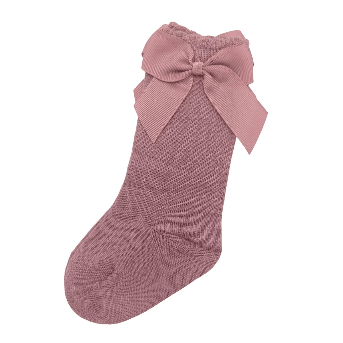 Light Berry Knee High Socks With Bow For 6-24 Months Old - Image 1