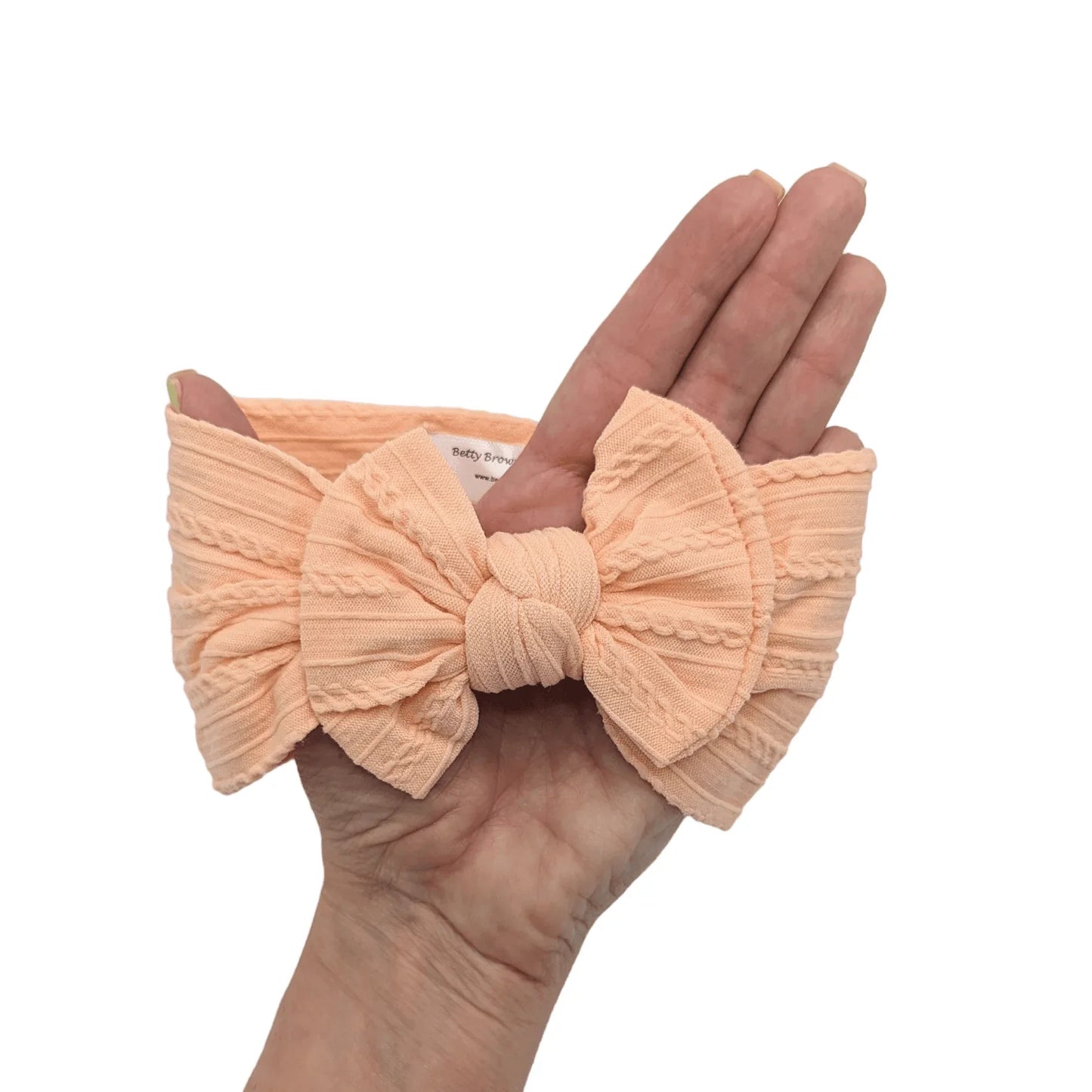 Peach Smaller Bow Headband For Newborns to 3 Years Old - Image 2