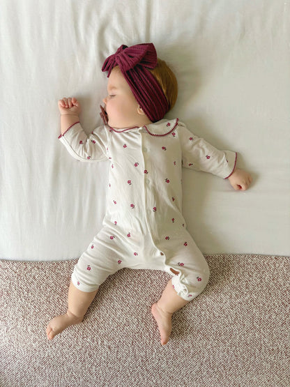 Burgundy-Maroon Larger Bow Cable Knit Headband