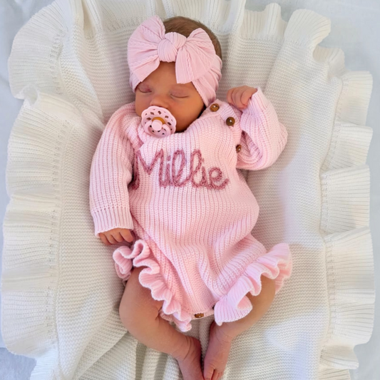 Blush Pink Smaller Bow Cable Knit Headband