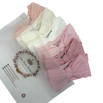The Pink Newborn Bundle of Larger 6 Bow Cable Knit Headbands Suitable From Newborn - Image 5628