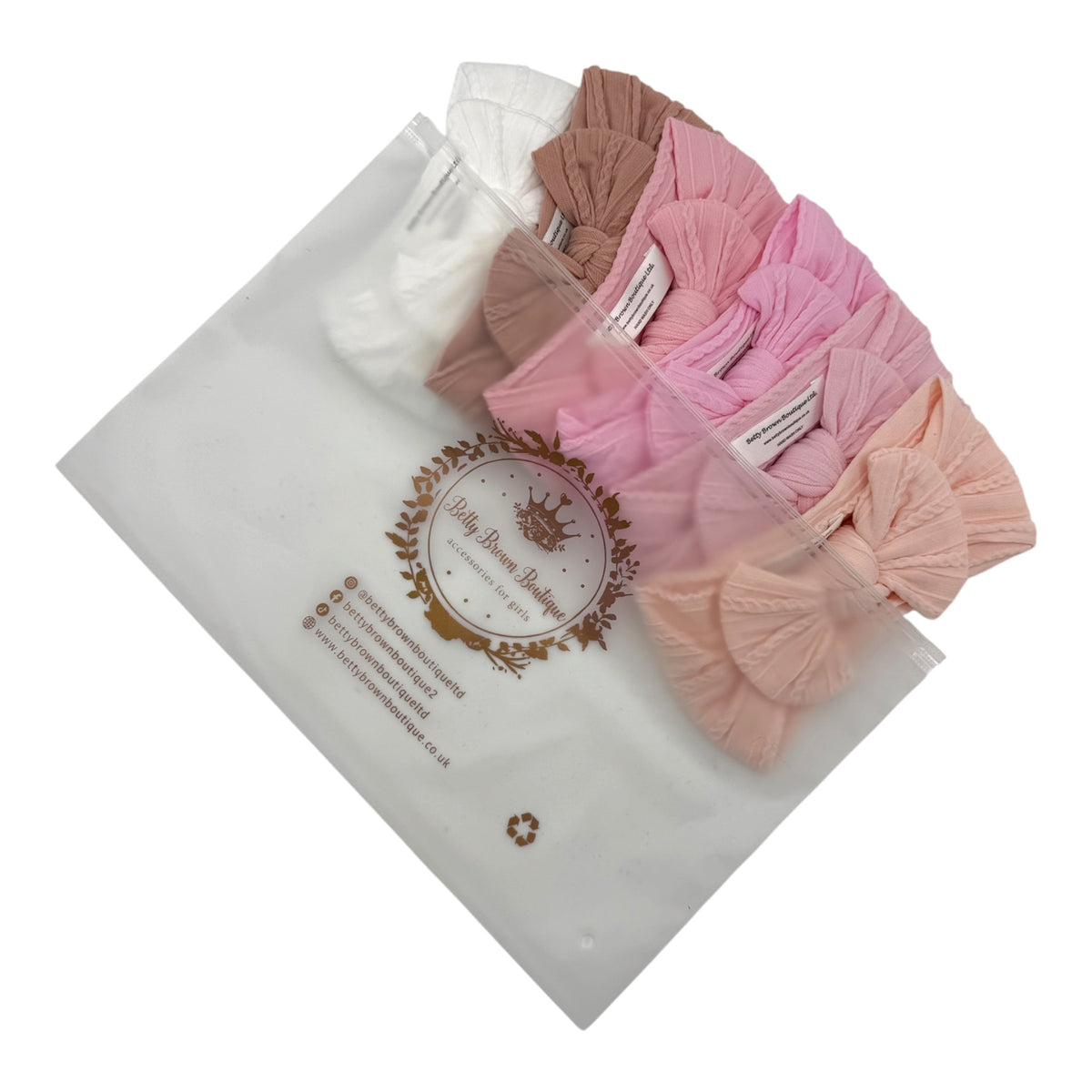 Pink Starter Bundle of 6 Smaller Bow Cable Knit Headbands Suitable from Newborn - Image 3121