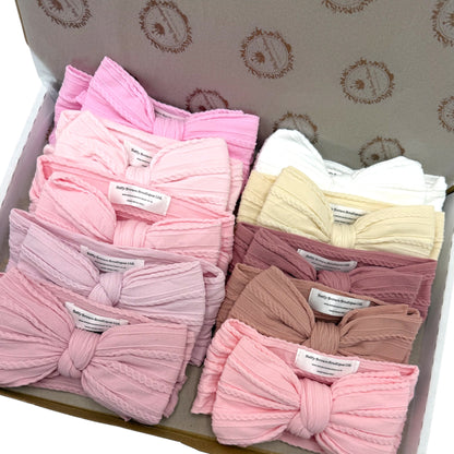 Bumper Starter Bundle of 10 Larger Bow Cable Knit Headbands Suitable From Newborn - Image 9362