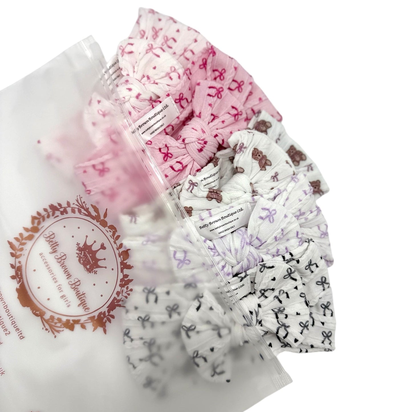 Bow Obsessed Bundle of 5 Smaller Bow Cable Knit Headbands Suitable From Newborn - Image 8743