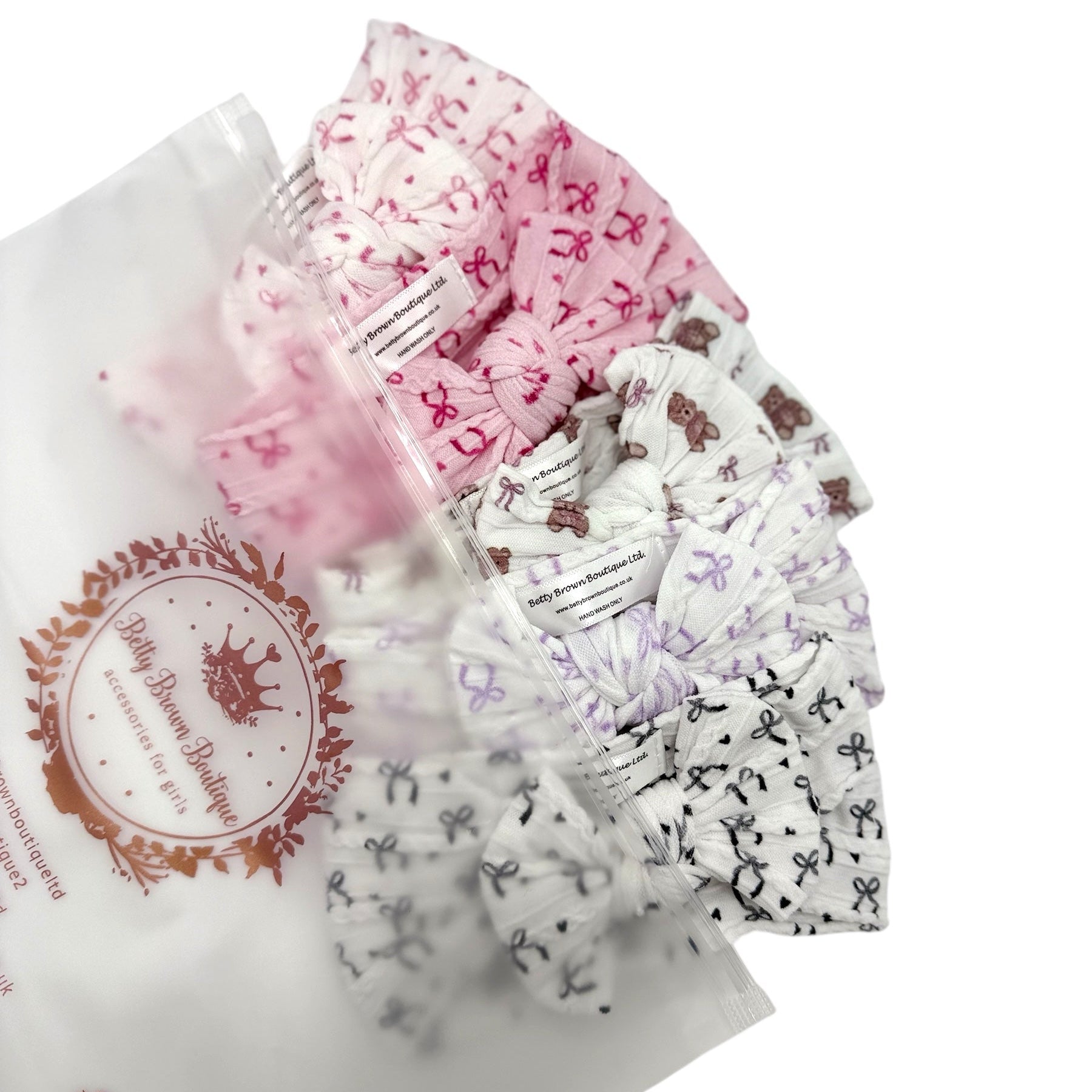 Bow Obsessed Bundle of 5 Smaller Bow Cable Knit Headbands Suitable From Newborn - Image 8743
