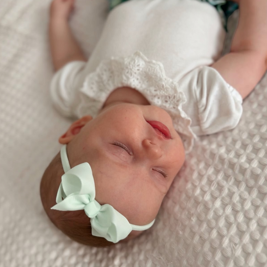 Mint Green 2.5 inch Ribbon Dainty Bow On Headband