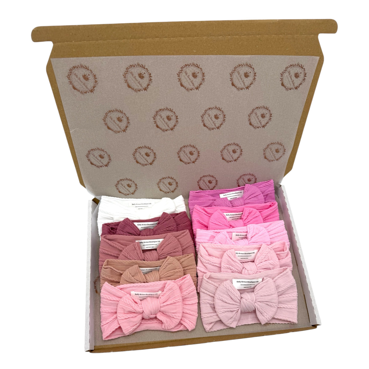 Pink Bumper Starter Bundle Of 10 Smaller Bow Cable Knit Headbands Suitable From Newborn - Image 3252