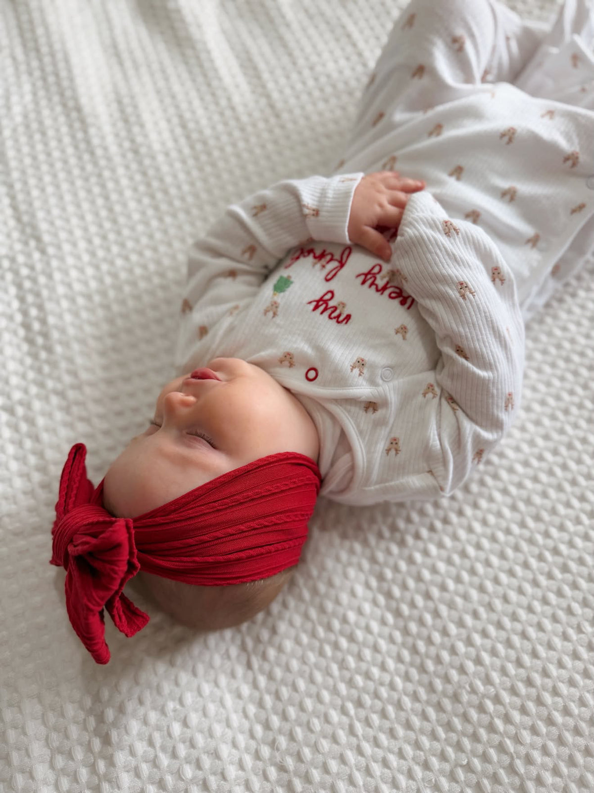 Cranberry Red Larger Bow Cable Knit Headband
