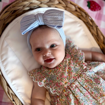Sky Blue Larger Bow Cable Knit Headband