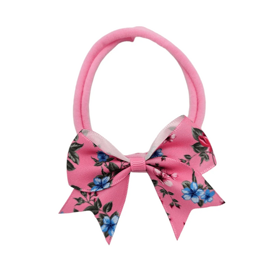 2.5 Inch Candy Pink Floral Bow Headband For Baby Girls - Image 1