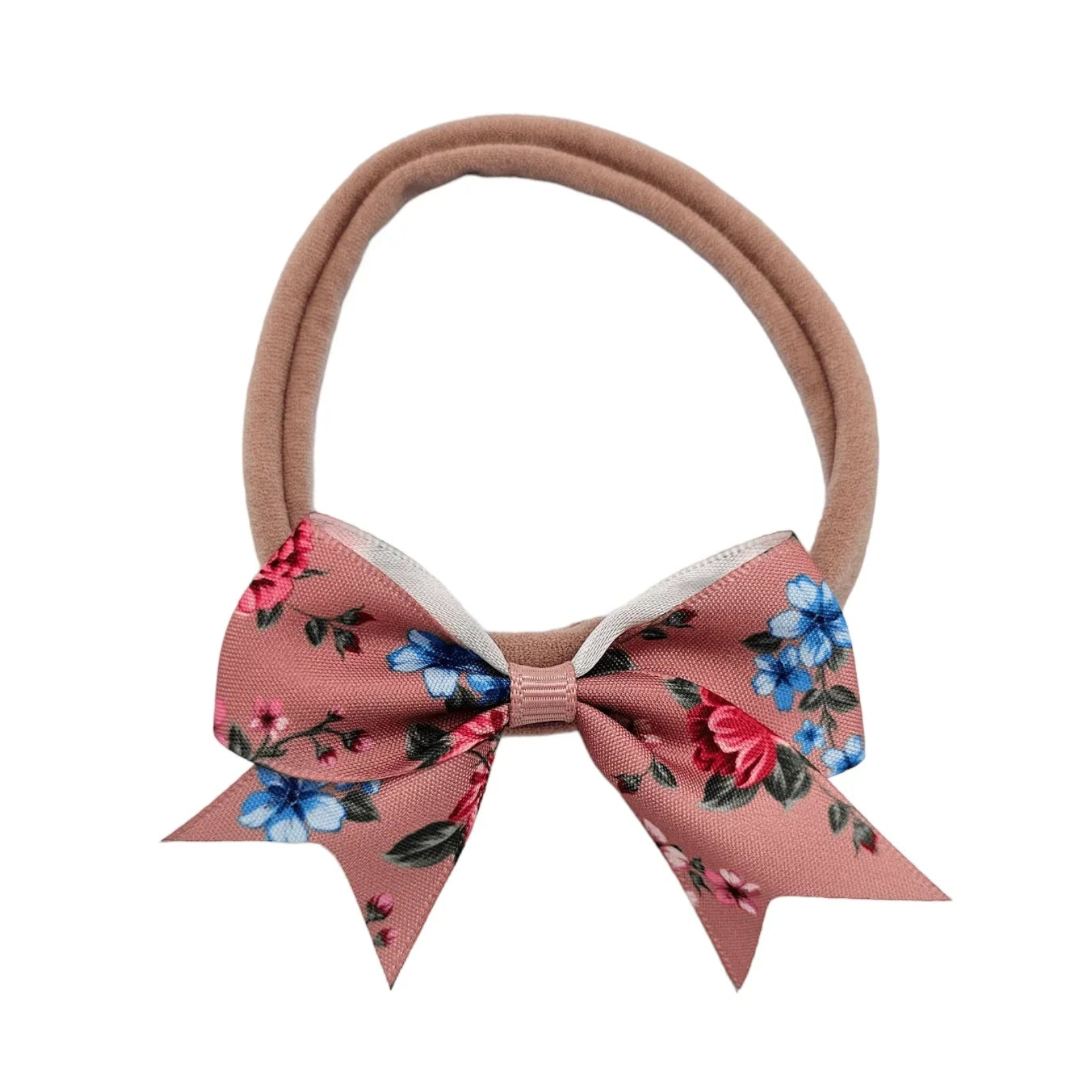 2.5 Inch Dusty Pink Floral Dainty Bow Headband For Baby Girls - Image 1
