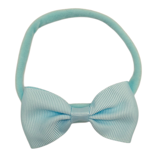 2.5 inch Pale Blue Bow Headband For Babies From Newborn - Image 1