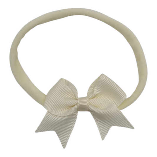 2 inch Cream Kiss Bow Headband For Newborn Babies To Age 3 - Image 1