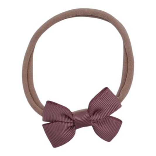 2 inch Darker Dusty Pink Double Bow Headband For Newborns - Image 1