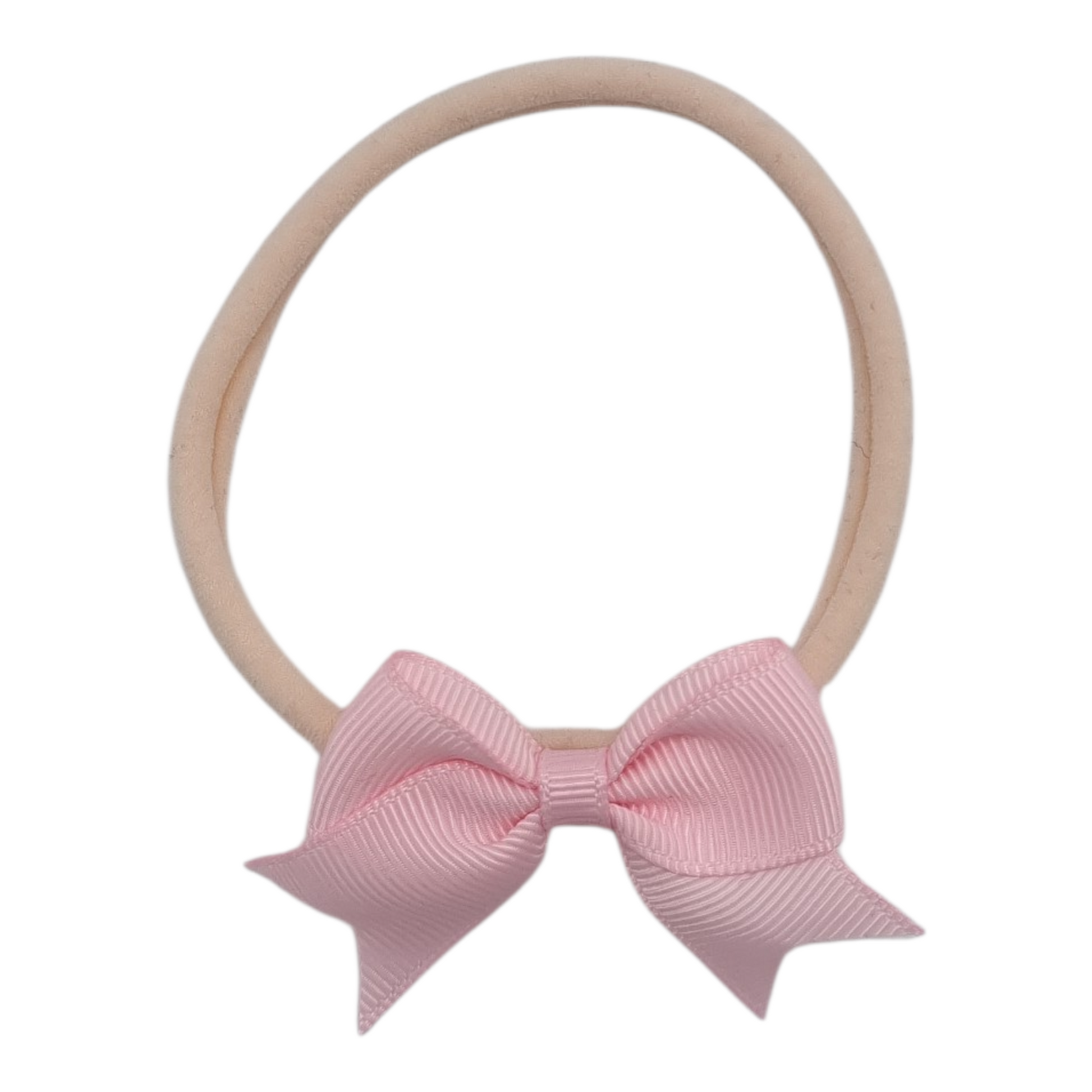 2 inch Light Pink Bow On Headband For Newborns to Toddlers - Image 2